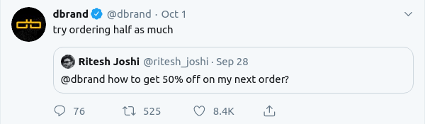 dbrand reply on Twitter